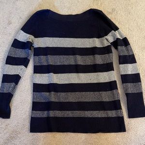 Market & Spruce Navy Blue Striped Sweater Size S